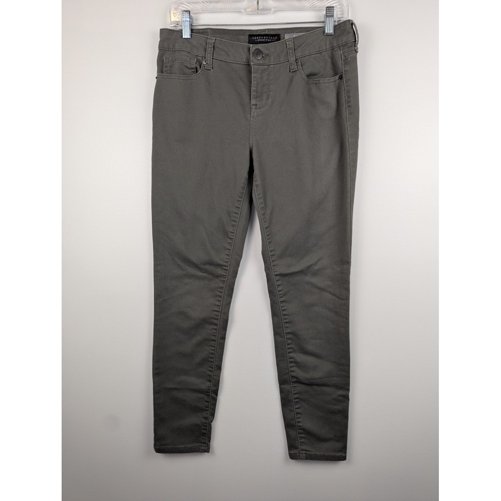 Aeropostale Women's Gray Ankle Jegging 8 Mid Rise Slim Denim Casual Pants Soft